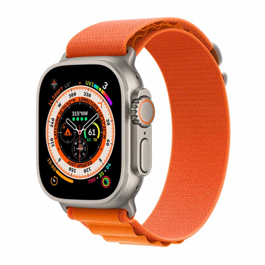 Apple Watch Ultra Titanium 49MM Case with Alpine Loop Orange Band GPS + Cellular MQDY3