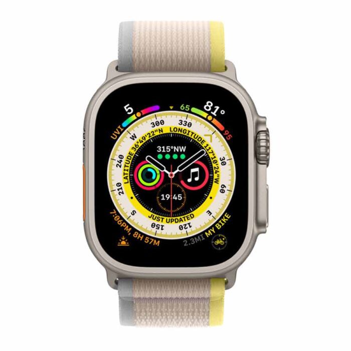 Apple Watch Ultra Titanium 49MM Case with Yellow Beige Trail Loop MQEG3