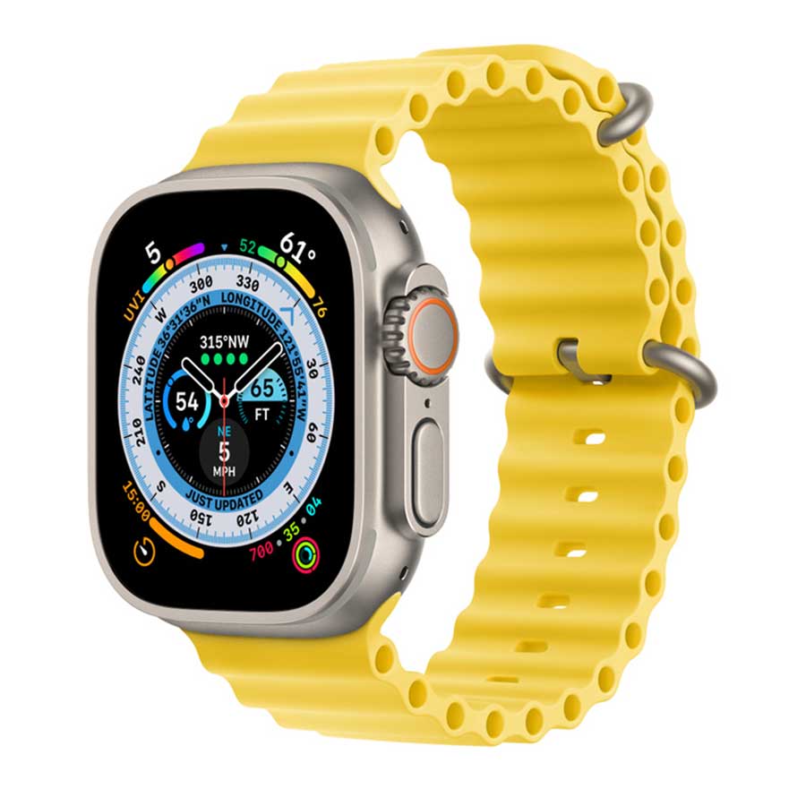 Apple Watch Ultra Titanium 49MM Case with Yellow Ocean Band GPS + Cellular MQEC3V