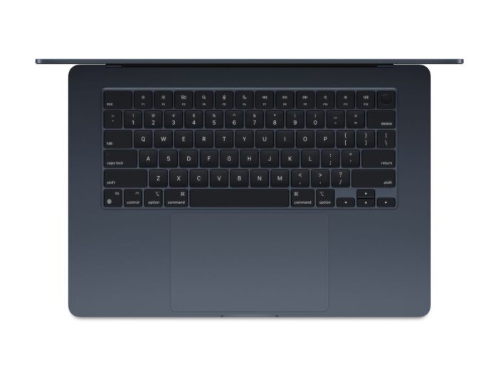apple macbook air 15-inch m2 2023 midnight keyboard view