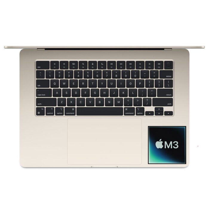 MacBook air m3 15.3-inch backlit magic keyboard with touch id view starlight