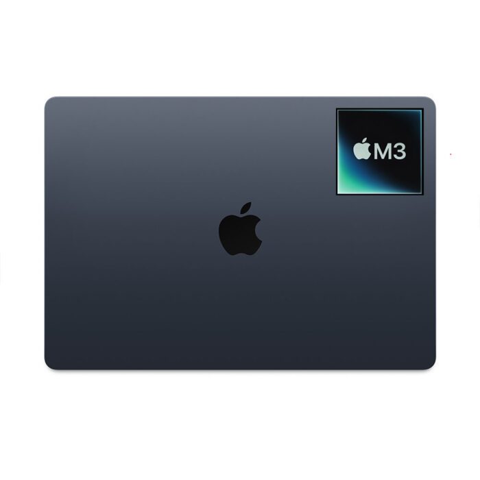 MacBook air m3 15.3-inch top apple logo design view midnight