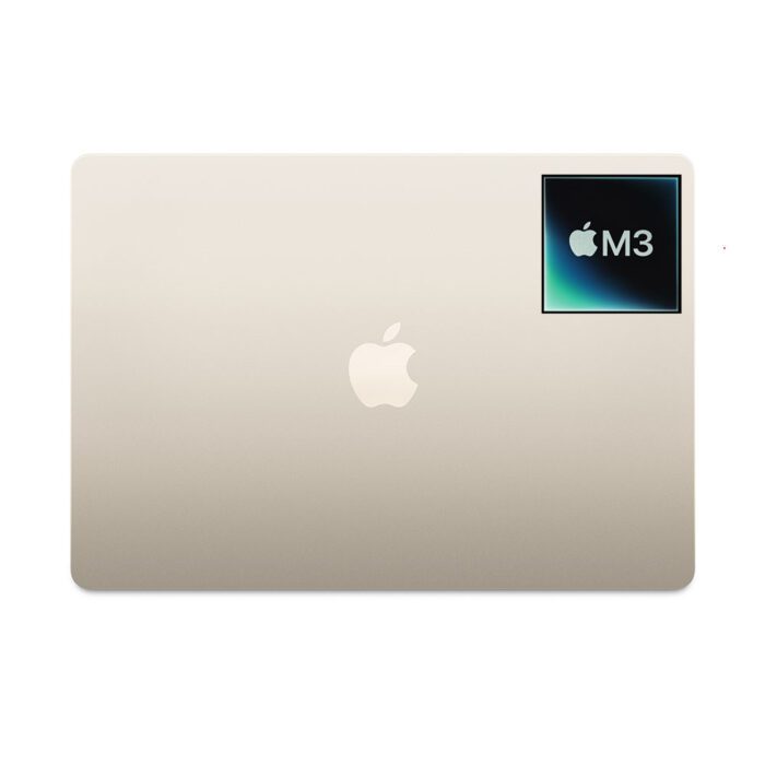 MacBook air m3 15.3-inch top apple logo design view starlight
